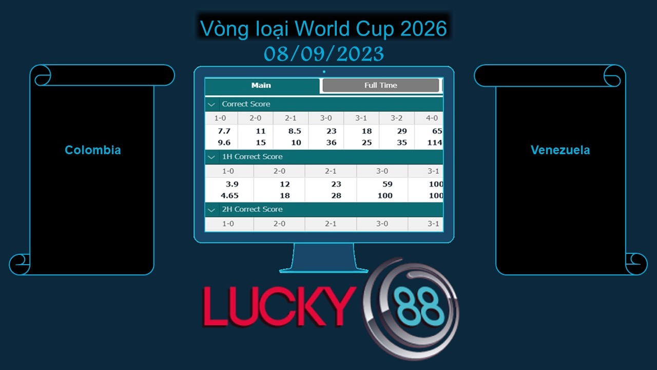 LUCKY88 Colombia vs Venezuela, Soi kèo bóng đá hôm nay 08/09/2023, Vòng loại World Cup 2026