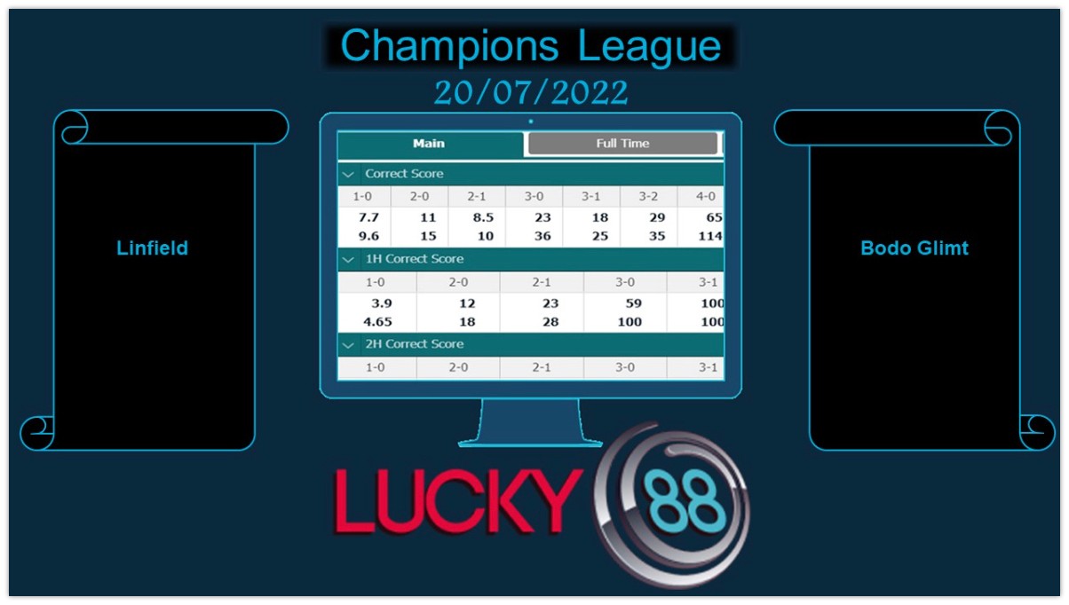 LUCKY88 Linfield vs Bodo Glimt , Soi kèo bóng đá hôm nay 20/07/2022, Champions League