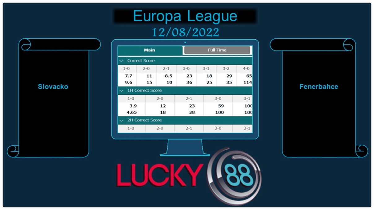 LUCKY88 Slovacko vs Fenerbahce , Soi kèo bóng đá hôm nay 12/08/2022, Europa League