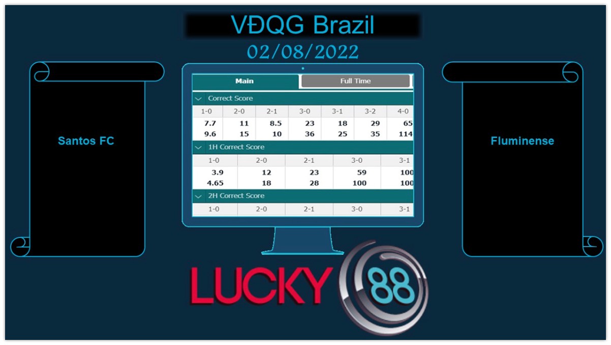 LUCKY88 Santos FC vs Fluminense , Soi kèo bóng đá hôm nay 02/08/2022,  VĐQG Brazil
