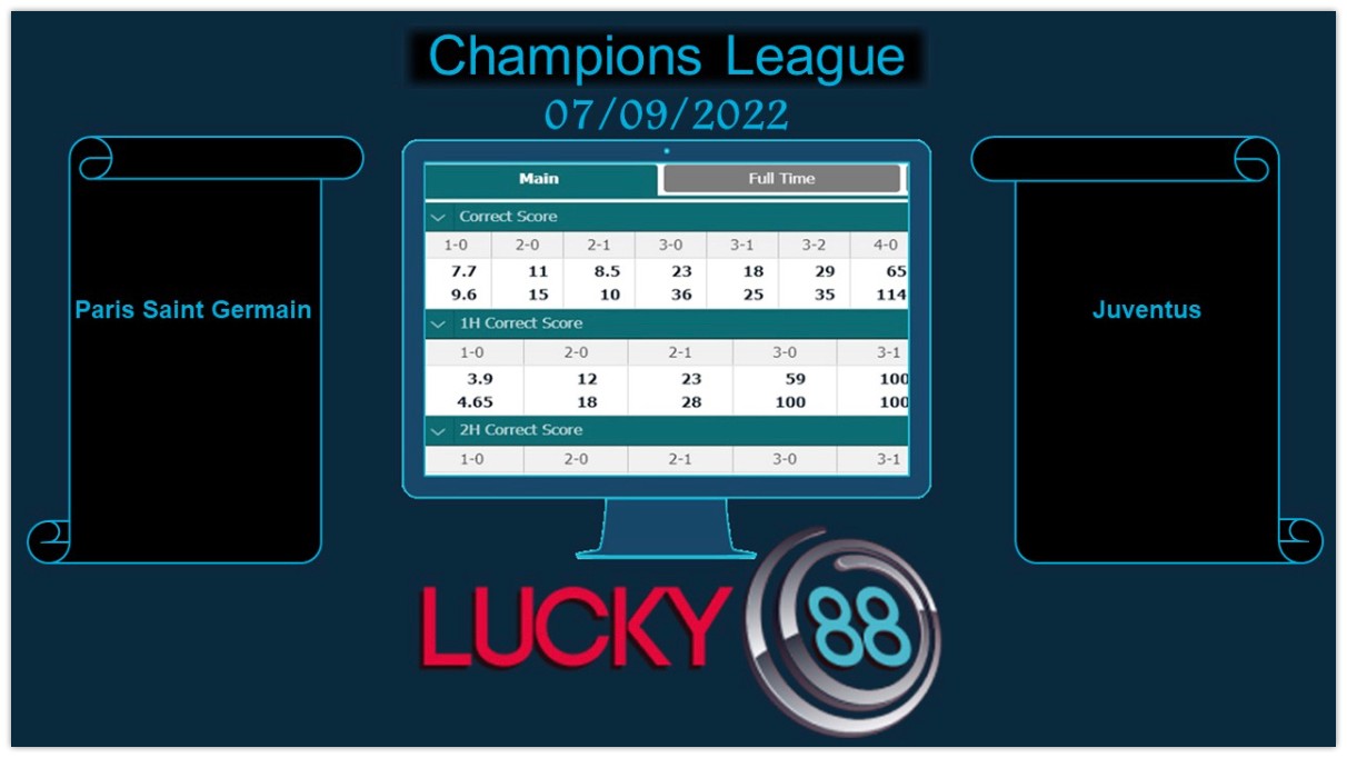 LUCKY88 Paris Saint Germain vs Juventus , Soi kèo bóng đá hôm nay 07/09/2022, Champions League