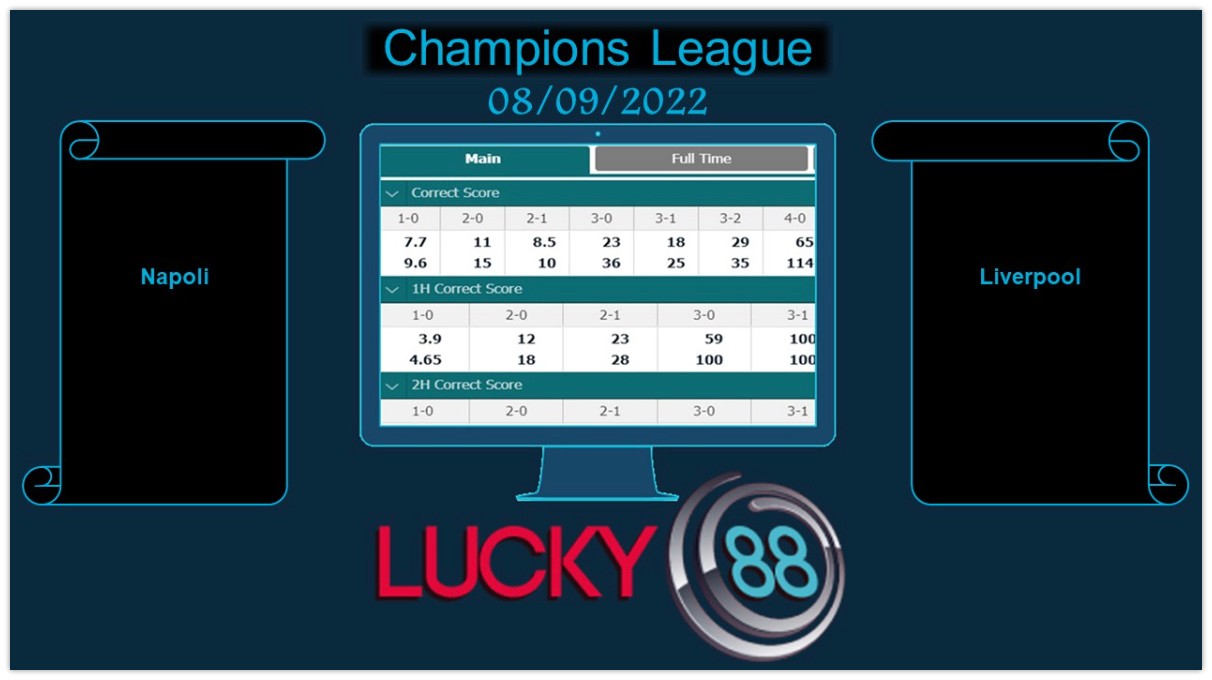 LUCKY88 Napoli vs Liverpool, Soi kèo bóng đá hôm nay 08/09/2022, Champions League